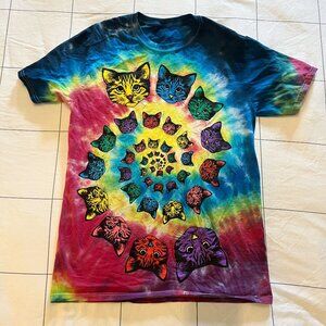 Vintage Tie Dye Psychedelic Cat T-Shirt Grateful Dead - Small